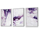 Set of 3 Purple Pink Abstract Waves Framed Wall Art | Artze Wall Art UK