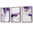 Set of 3 Purple Pink Abstract Waves Framed Wall Art | Artze Wall Art UK