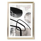 Abstract Black and Grey Shapes No 1 print in Gold Wooden Frame
