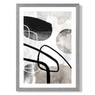 Abstract Black and Grey Shapes No 1 print in Light Grey Wooden Frame