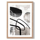 Abstract Black and Grey Shapes No 1 print in Light Oak Wooden Frame