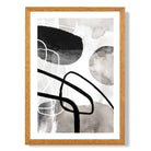 Abstract Black and Grey Shapes No 1 print in Oak Wooden Frame