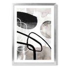 Abstract Black and Grey Shapes No 1 print in Silver Wooden Frame