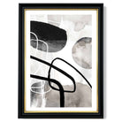 Abstract Black and Grey Shapes No 1 print in Black and Gold Frame
