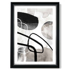 Abstract Black and Grey Shapes No 1 print in Black and silver Frame