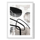 Abstract Black and Grey Shapes No 1 print in White Wooden Frame