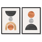 Sage Green Geometric Pineapple Fruit Set of 2 Art Prints with Black Frame