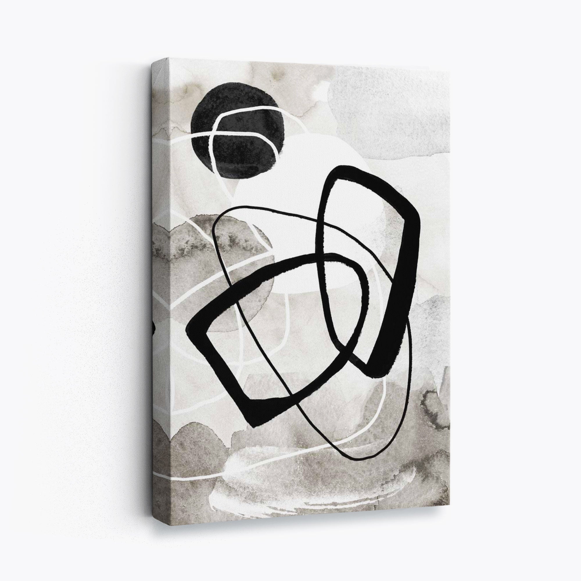 Abstract Black and Grey Shapes No 2 Canvas Art Print