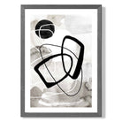 Abstract Black and Grey Shapes No 2 print in Dark Grey Wooden Frame
