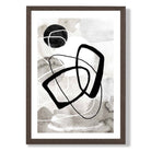 Abstract Black and Grey Shapes No 2 print in Dark Wooden Frame