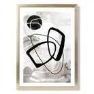 Abstract Black and Grey Shapes No 2 print in Gold Wooden Frame