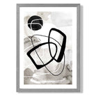 Abstract Black and Grey Shapes No 2 print in Light Grey Wooden Frame