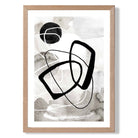 Abstract Black and Grey Shapes No 2 print in Light Oak Wooden Frame