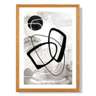 Abstract Black and Grey Shapes No 2 print in Oak Wooden Frame