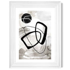 Abstract Black and Grey Shapes No 2 print in White Glossy Frame