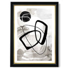 Abstract Black and Grey Shapes No 2 print in Black and Gold Frame