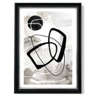 Abstract Black and Grey Shapes No 2 print in Black and silver Frame