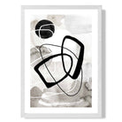 Abstract Black and Grey Shapes No 2 print in White Wooden Frame