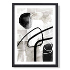 Abstract Black and Grey Shapes No 3 print in Black Wooden Frame