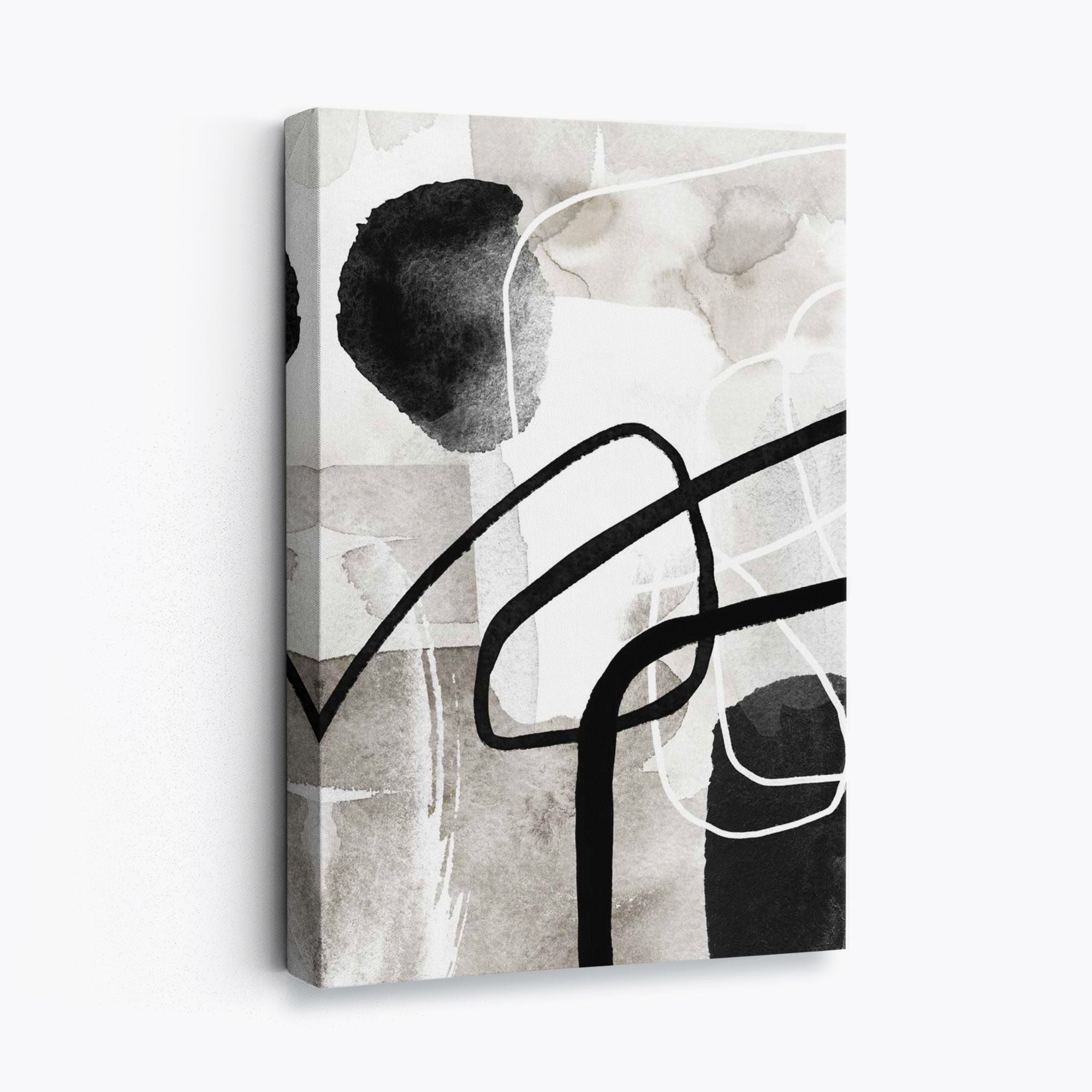 Abstract Black and Grey Shapes No 3 Canvas Art Print
