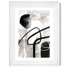 Abstract Black and Grey Shapes No 3 print in White Glossy Frame
