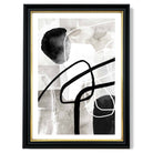 Abstract Black and Grey Shapes No 3 print in Black and Gold Frame