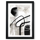 Abstract Black and Grey Shapes No 3 print in Black and silver Frame