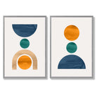 Sage Green Geometric Pineapple Fruit Set of 2 Art Prints with Light Grey Frame