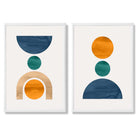 Sage Green Geometric Pineapple Fruit Set of 2 Art Prints with White Frame