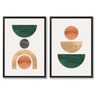 Sage Green Geometric Pineapple Fruit Set of 2 Art Prints with Black Frame