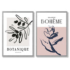 Sage Green Geometric Pineapple Fruit Set of 2 Art Prints with Light Grey Frame