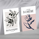 Pink and Grey Minimal Floral Sketch Set of 2 Art Prints