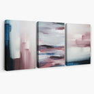 Set of 3 Navy & Blush Pink Abstract  Canvas Art Prints | Artze Wall Art