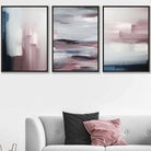 Set of 3 Abstract Navy & Blush Pink Art Prints