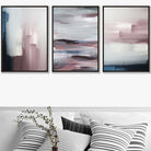 Set of 3 Abstract Navy & Blush Pink Art Prints