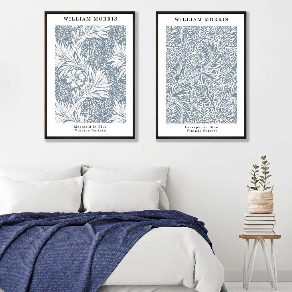 William Morris Navy Blue Floral Posters | Artze Wall Art UK