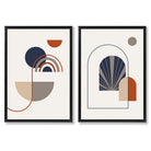 Sage Green Geometric Pineapple Fruit Set of 2 Art Prints with Black Frame