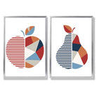 Sage Green Geometric Pineapple Fruit Set of 2 Art Prints with Silver Frame