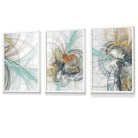 Framed Set of 3 Teal & Yellow Abstract Prints | Artze Wall Art UK