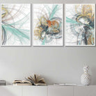 Set of 3 Teal & Yellow Abstract Wall Art Prints
