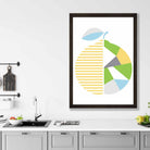 Geometric Fruit Poster of Orange in Yellow Blue Green