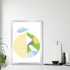 Geometric Fruit Poster of Orange in Yellow Blue Green