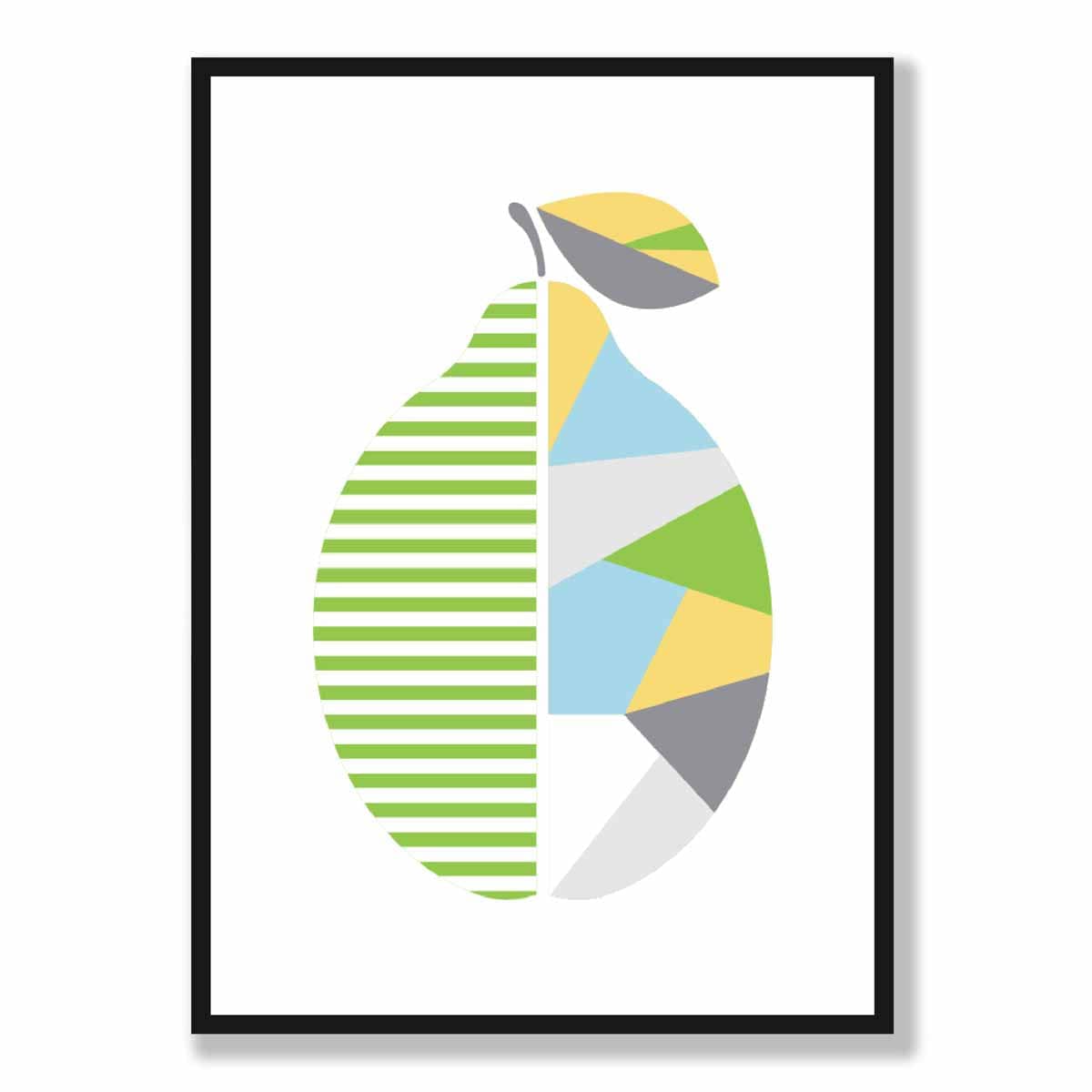 Geometric Fruit Poster of Lemon in Yellow Blue Green