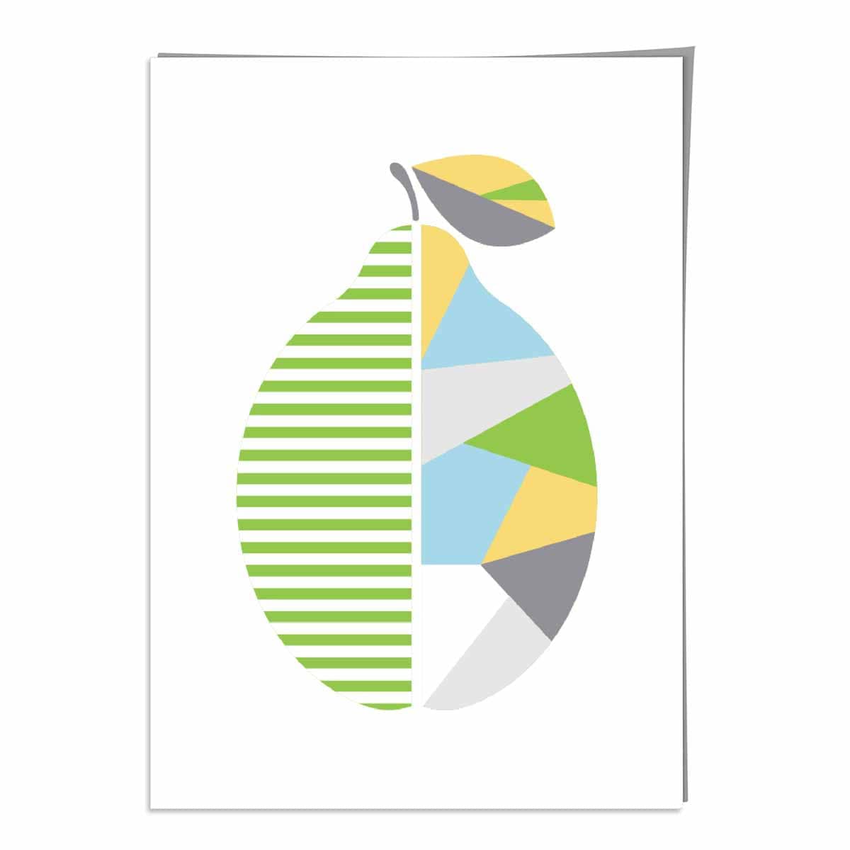 Geometric Fruit Poster of Lemon in Yellow Blue Green