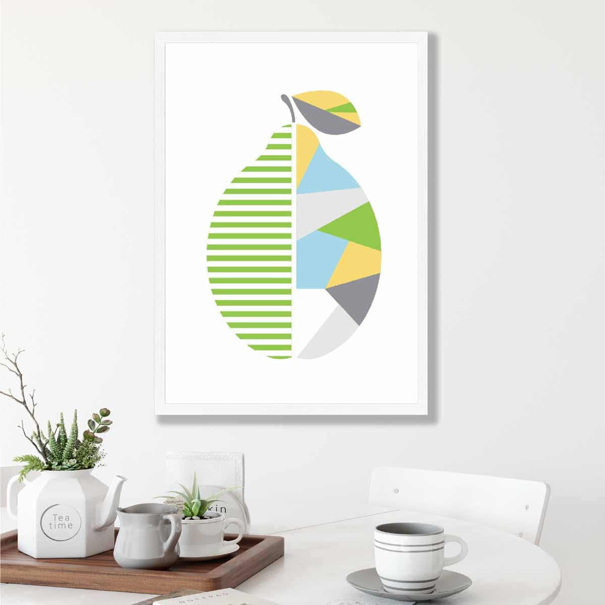 Geometric Fruit Poster of Lemon in Yellow Blue Green
