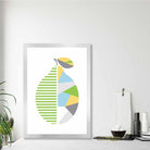 Geometric Fruit Poster of Lemon in Yellow Blue Green