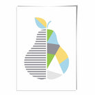 Geometric Fruit Poster of Pear in Yellow Blue Green