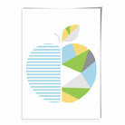 Geometric Fruit Poster of Apple in Yellow Blue Green