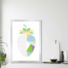 Geometric Fruit Poster of Strawberry in Yellow Blue Green