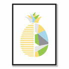 Geometric Fruit Poster of Pineapple in Yellow Blue Green